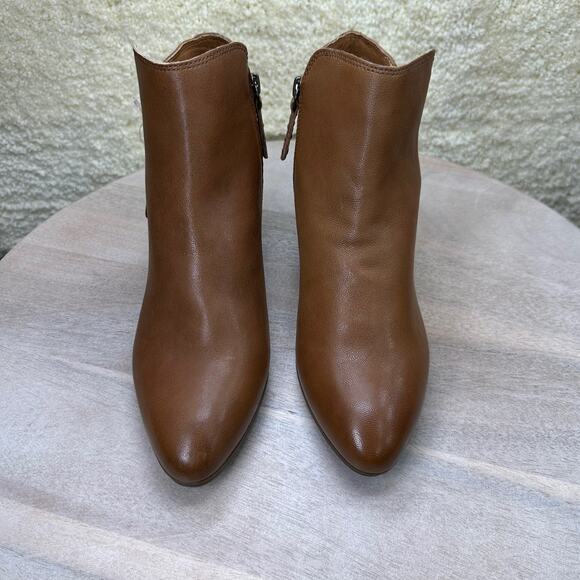 Frye Judith Double Zip Heel Block Ankle Booties US 9 M Womens Brown Leather New - Picture 14 of 16